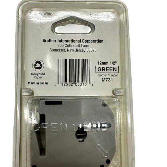 Brother P-touch M731 Black On Green Label Maker Tape (Set of 3) - Picture 3 of 7